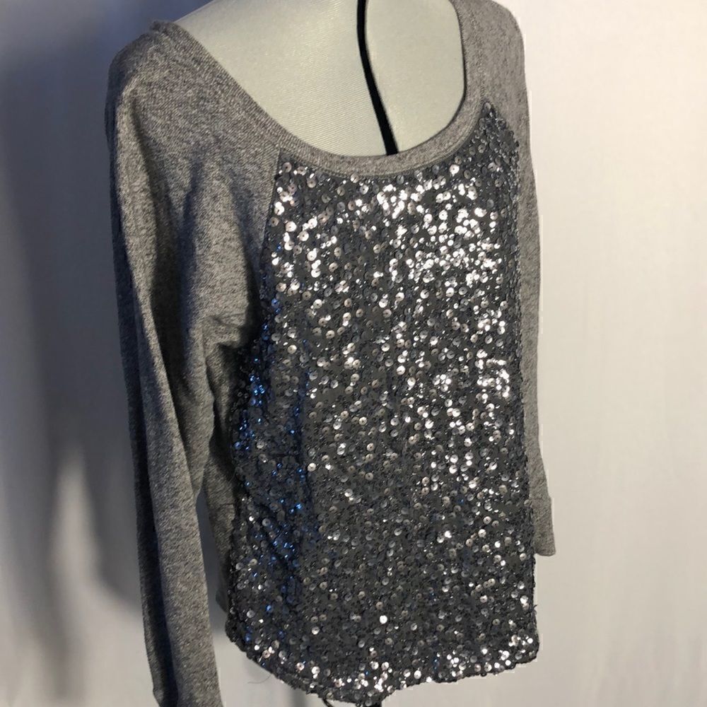 Express sequined long sleeve woman’s top Small Petite